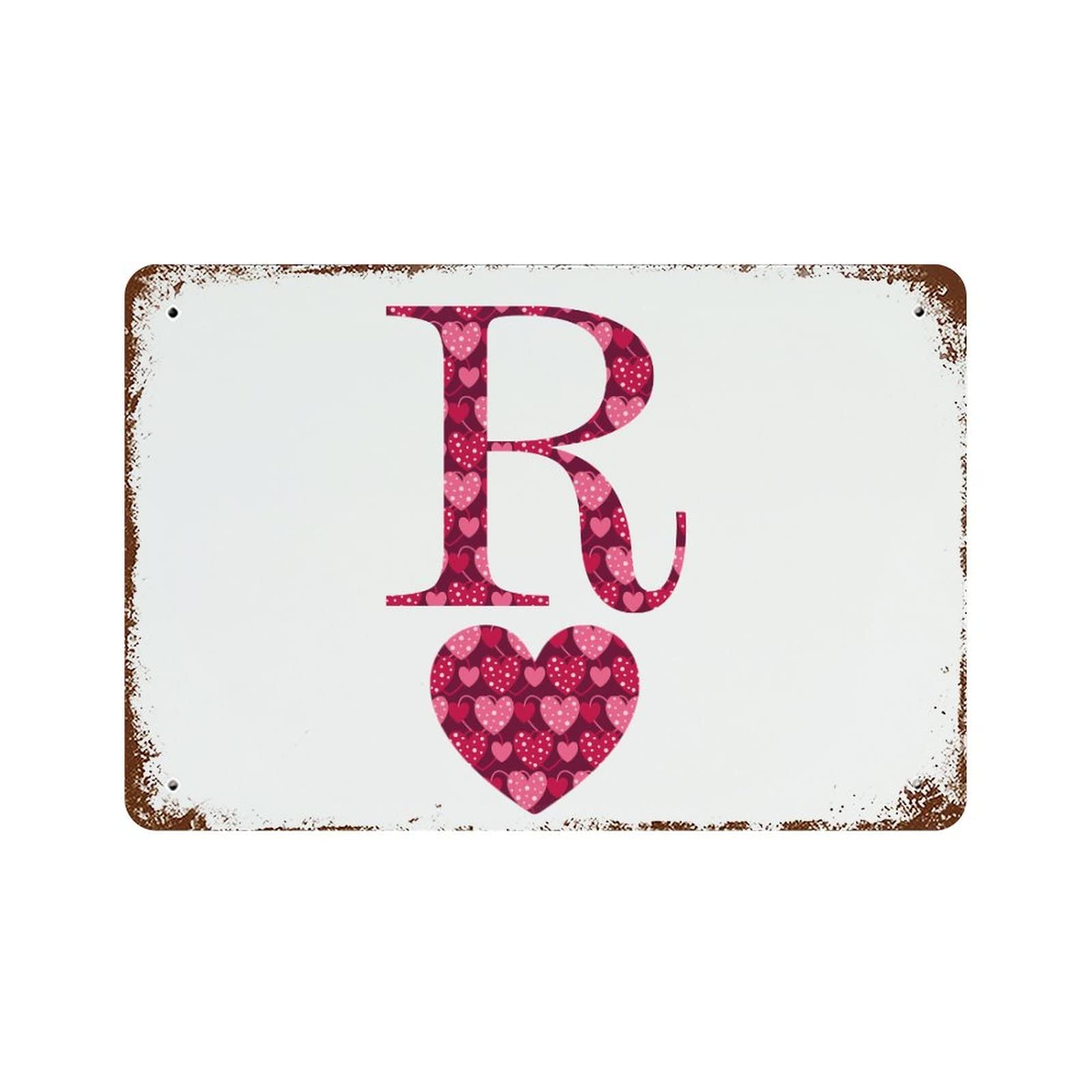 Plaque en métal lettre R avec cœur pour décorer votre salon à la Saint-Valentin