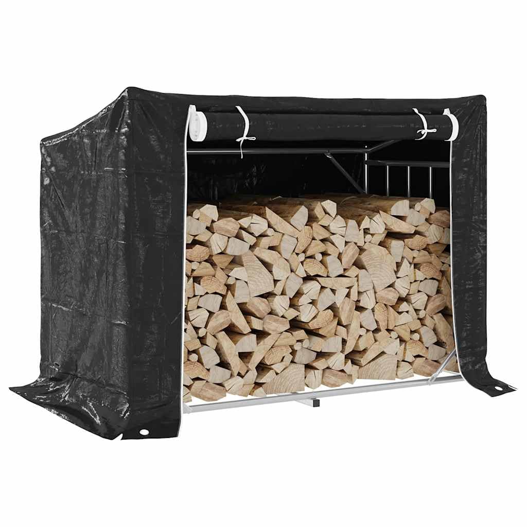 vidaXL Leñero Cubierta Lluvia 151x80,5x110,5 cm Acero galvanizado, Almacenamiento de leña, Soporte para leña para Chimenea, Almacenamiento de leña para Interior