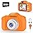 PROGRACE Orange Kids Camera, Birthday for Girls and Boys Ages 3-12, HD Digital Video Camera for Toddlers, IPS HD Screen, Portable Toy with 32GB SD Card