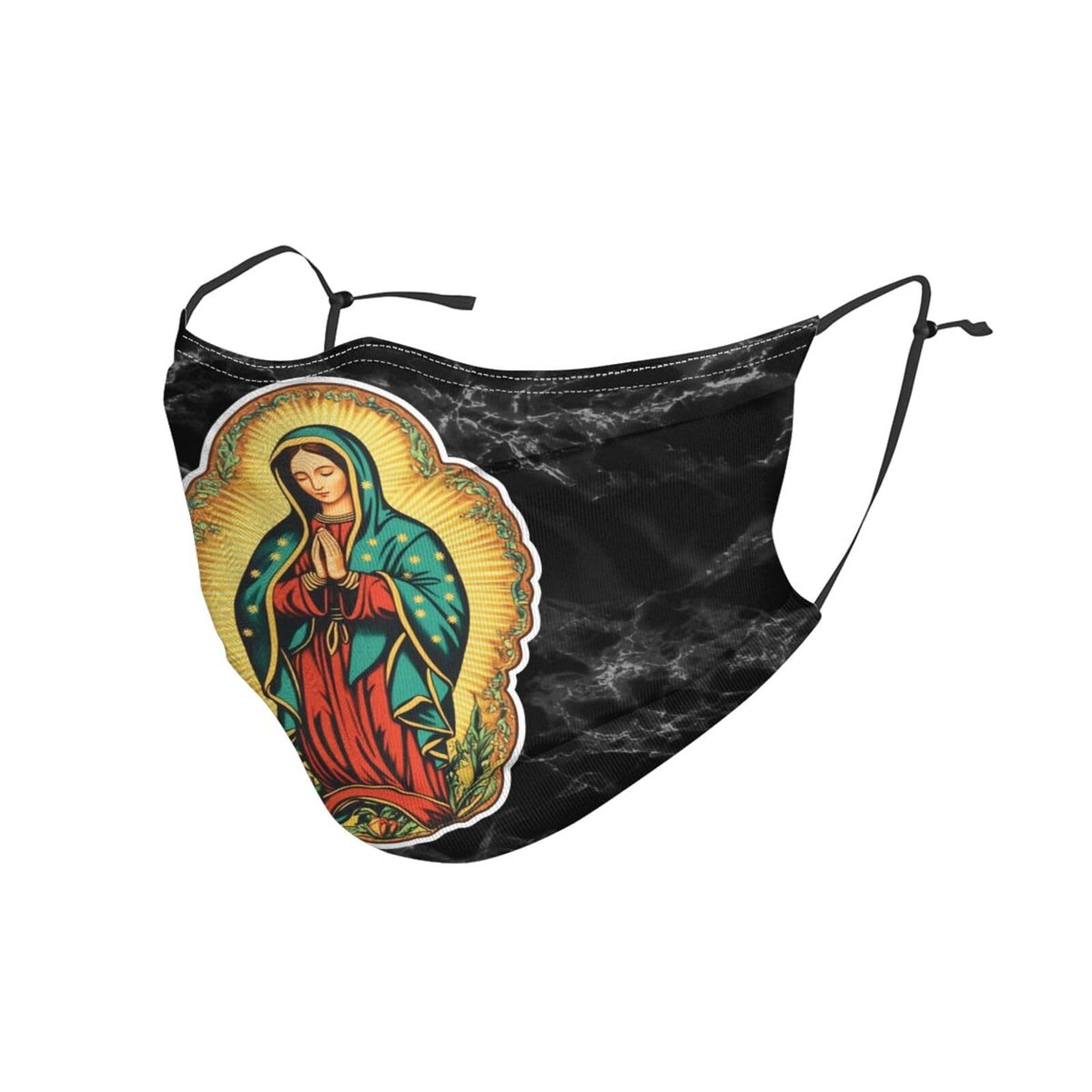 Holly Mary Blessed Virgin Mary Our Lady of Guadalupe Mother of God Face Mask Breathable Balaclavas Adjustable Washable Masks Black