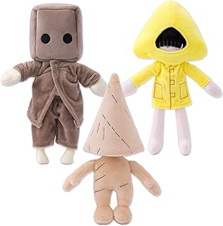 Little Nightmares 2 Plush Toy 3pcs, Little Nightmares Plush Toy 12inch,(Six、Mono and Nomes Mushroom Man) Stuffed Plush Doll Birthday Gifts, idea Doll Gift for Game Fans