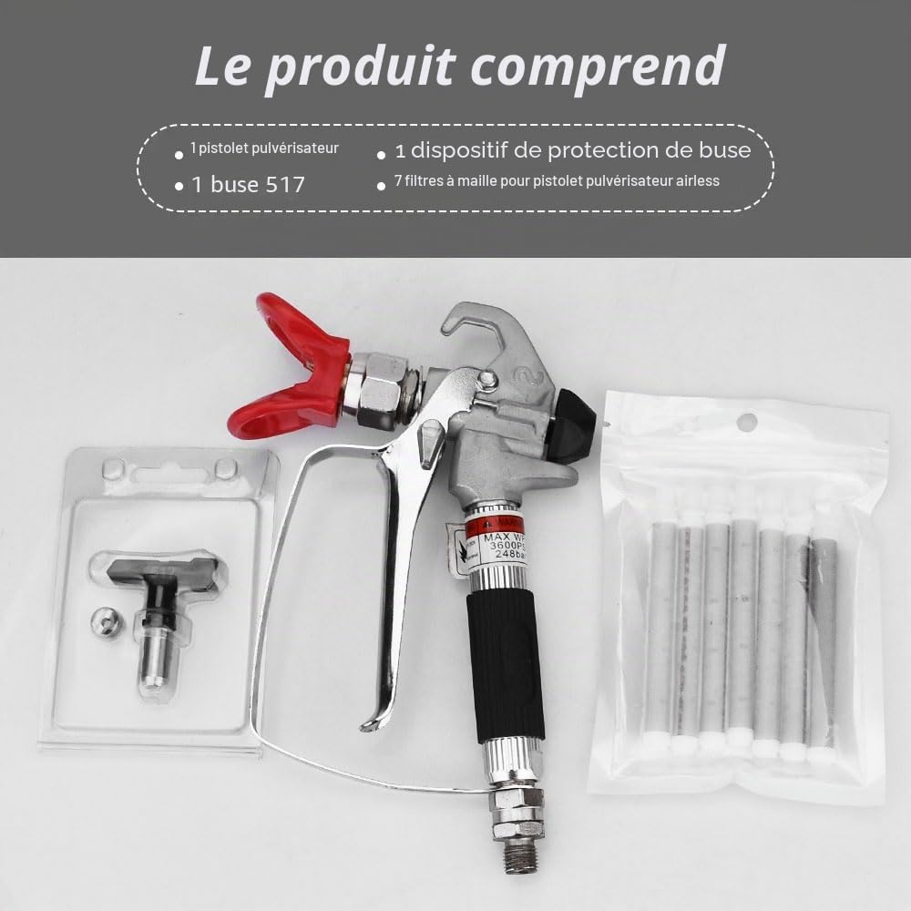 Pistolet à peinture airless et arroseur 517 pour toutes les machines à peinture airless, joints rotatifs et pulvérisateur haute pression 3600 PSI