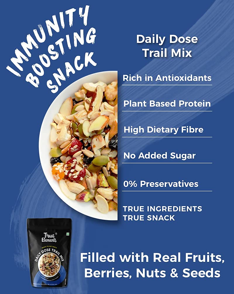 True element daily mix, 125g | Almonds, pistachios, peckons, pumpkin seeds, flax, sesame, cranberry, blueberry | Fasting special | Seed and nut mixture | Festive Snacking | Basant Panchami Special True element daily mix, 125g | Almonds, pistachios, peckons, pumpkin seeds, flax, sesame, cranberry, blueberry | Fasting special | Seed and nut mixture | Festive Snacking | Basant Panchami Special