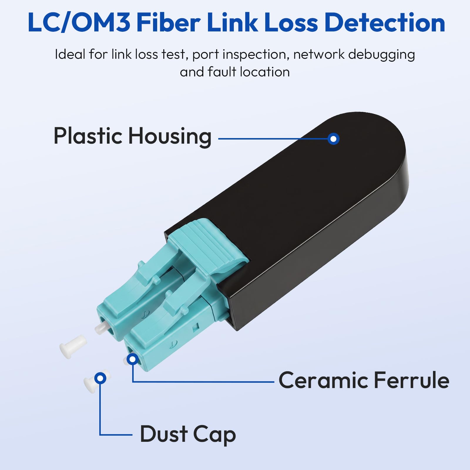 10 pz LC/OM3 fibra loopback adattatore, multimodale 50/125μm, spina di prova duplex per test di rete, verifica link e diagnostica ricetrasmettitore