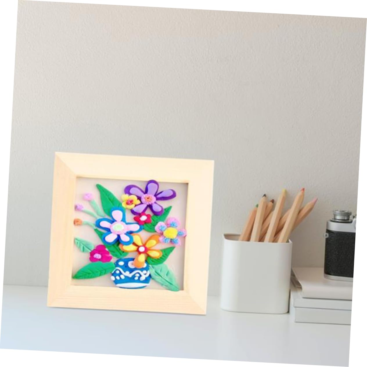 HOODANCOS 4pcs Photo Frames Clay Design for Boys and Girls Lightweight Art Picture Frames for Painting Crafts and Collages for Home School and Nursery Projects