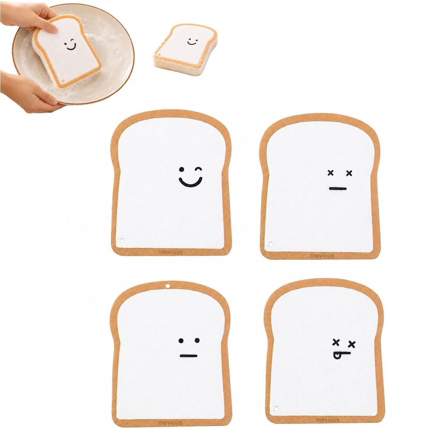 Bread Sponges, Toast Shaped Pop-Up Compostable Sponges (4 Pcs)