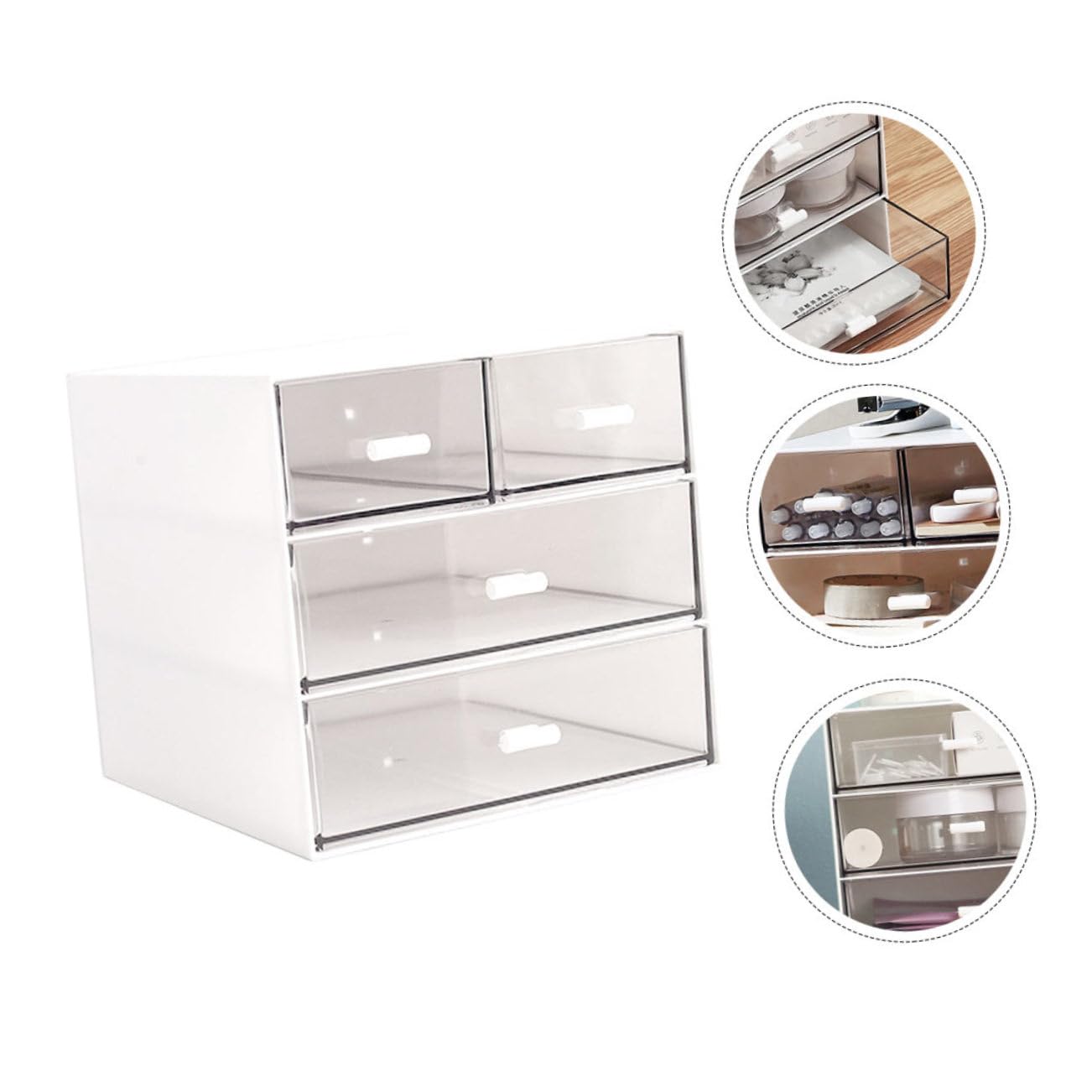 Gatuida Caja de Maquillaje Organizador Cajón para Escritorio Caja para Guardar Artículos Diversos de Material Transparente Contenedor para Guardar Maquillaje Cajón Multicapa