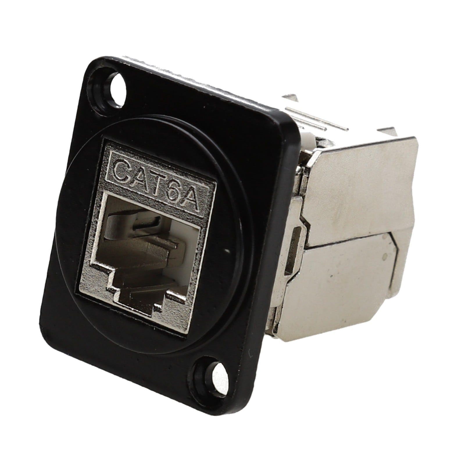 kenable Cat6A IDC Wall Plate Insert Brushed Aluminum Black D Series Chassis Mount (Excludes Plate)