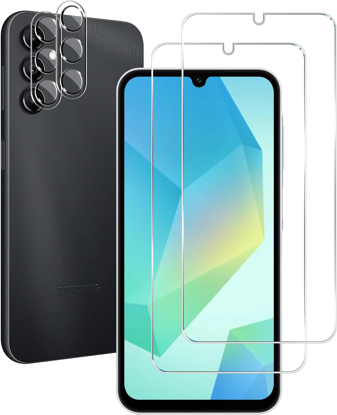 BIGFACE Galaxy A16 Tempered Glass Screen Protector + Camera Lens Protector [2 + 2 Pack][Case Friendly][Anti-Scratch][Ultrasonic Fingerprint Unlock] HD Protective Film for Samsung Galaxy A16