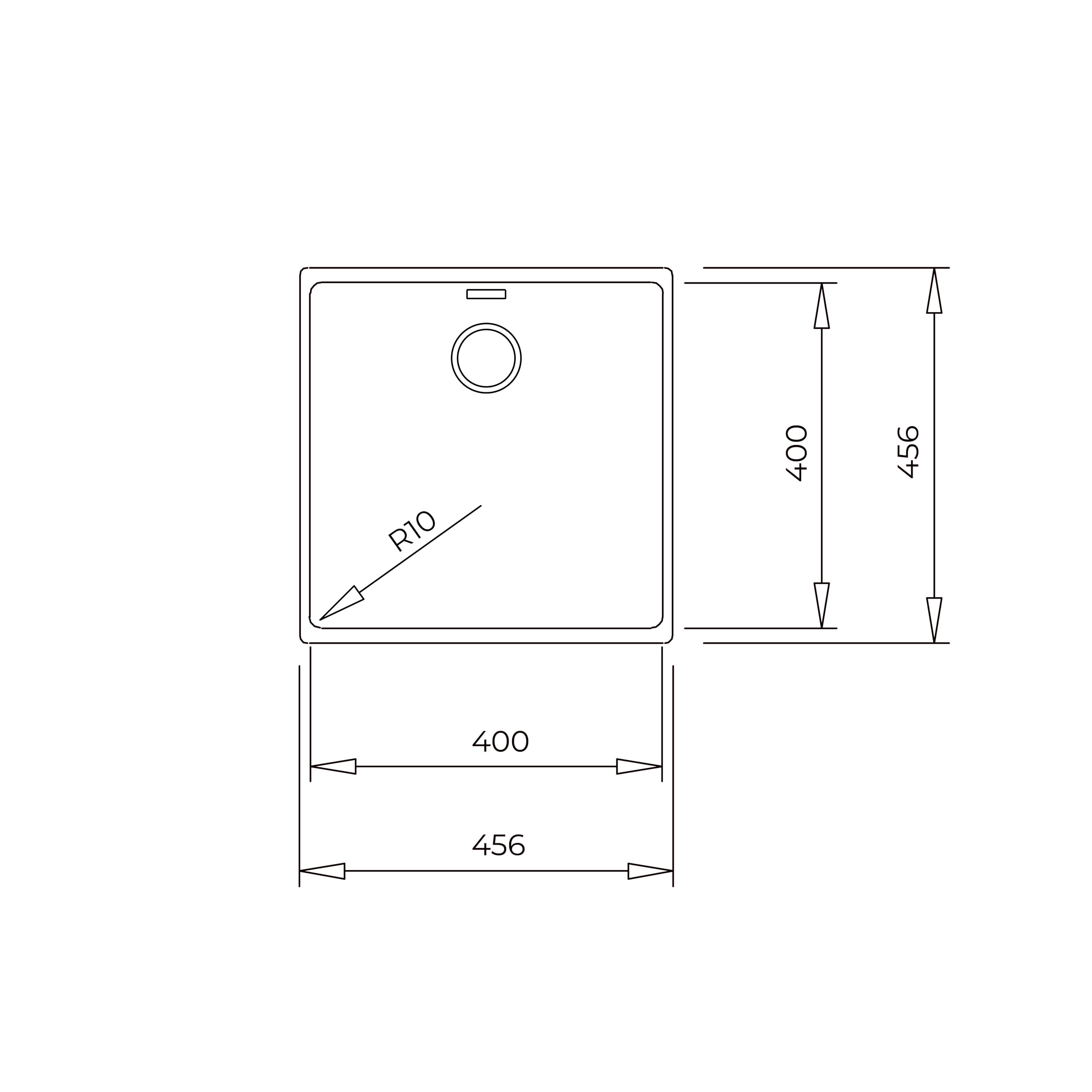 TEKA Fregadero Tegranite+ 1 Cubeta, Doble Instalación, Resistente a Impactos, No Poroso, Desagüe con Válvula, Profundidad 20cm, Mueble 50cm, Modelo Radea R10 40.40 M-TG