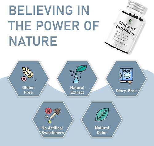 Miniatura 5 de Shilajit - Gomitas Shilajit Pure Himalayan Qr Potency Energy Booster 60 unidades Premium Pure Shilajit Gummies para hombres (1)