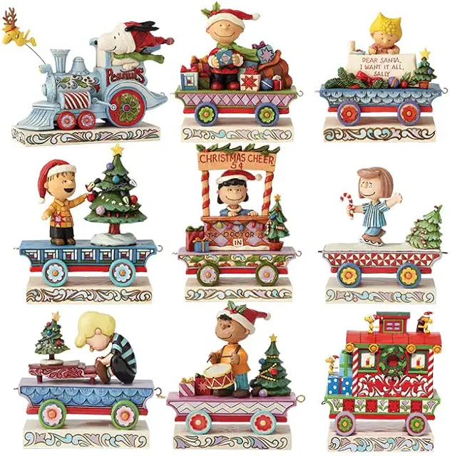 Jim Shore Peanuts Train Car Figurine Set - 9-Piece Collectible