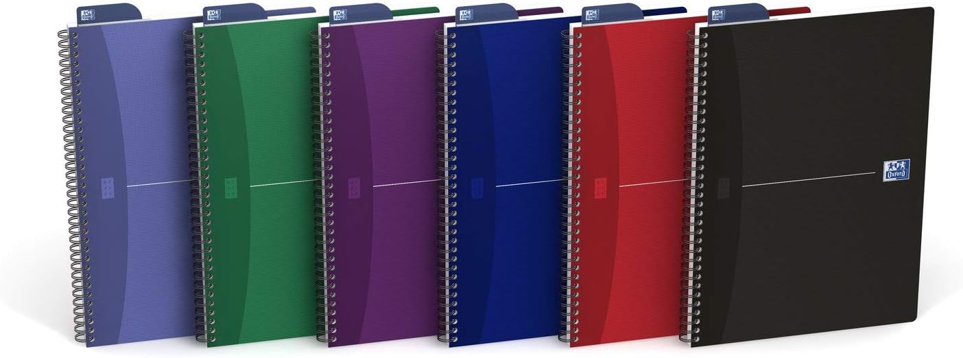 Oxford Office Essentials A4 Card Cover Wirebound Notebook,180 Page - Assorted Colours, Pack of 5