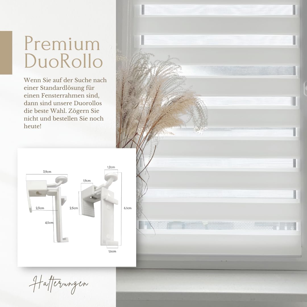 Home-Vision Premium DuoRollo Klemmfix ohne Bohren mit Klemmträgern Doppelrollo für Fenster & Türen (Weiß B80cm x H220cm) Lichtschutz Tag & Nacht Rollos einfache Montage