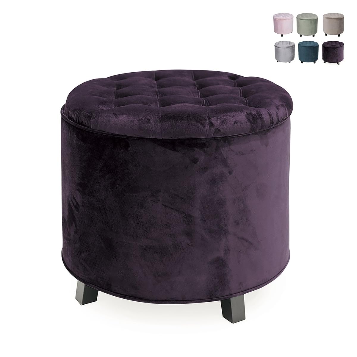 Pouf coffre velours vert 55x55 cm Galileo Casa avec grand rangement