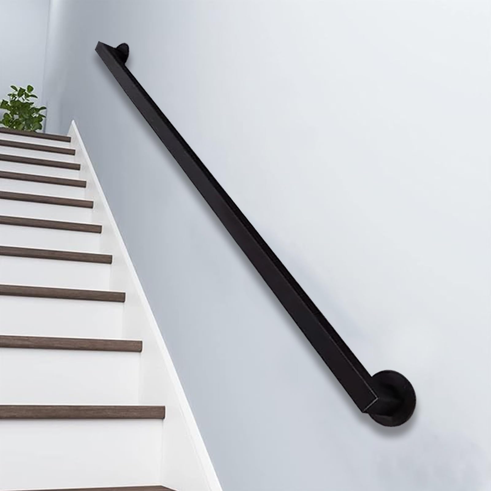 Tubería de metal negro para escalones de interior y exterior, rieles de agarre antideslizantes para montar en la pared en longitudes de 3 pies, 4 pies, 5 pies, 9 pies, 3ft y 15 pies