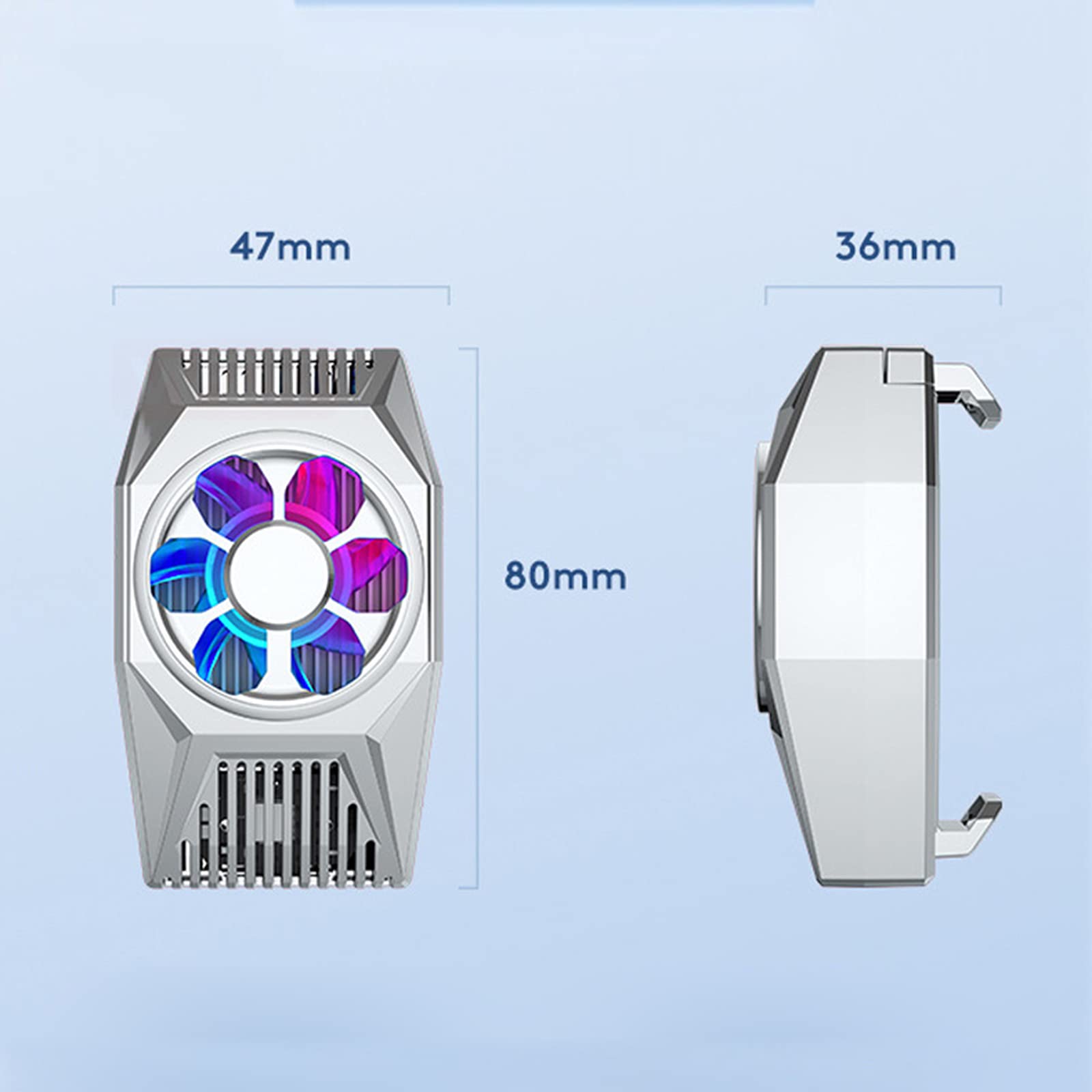 Chłodziarka do telefonu komórkowego, grzejnik telefonu komórkowego do gier, przenośny wentylator chłodzący półprzewodnikowy RGB LED grzejnik telefoniczny do smartfonów z 4 do 6,7 cala, czarny