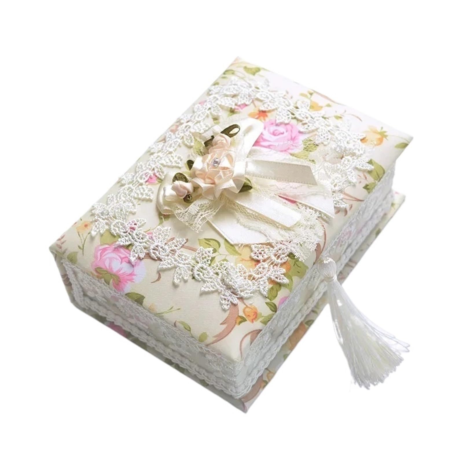 Lace Fabric Tissue Box Tissue Box Pastoral Jewelry Organizer Earring Casket Storage Box Container Casket For Jewelry Trinket Storage Case(COLOR17)