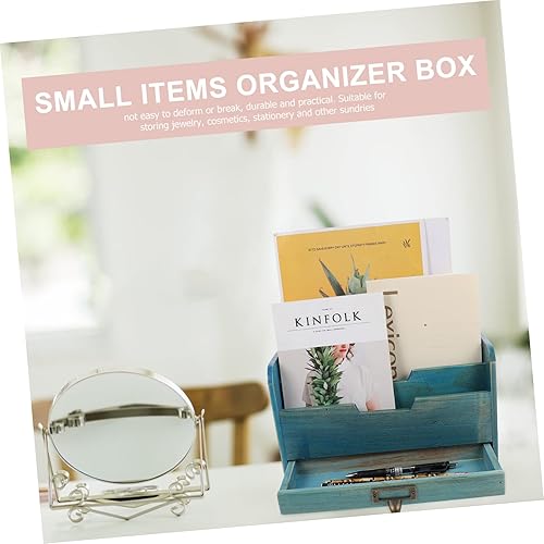 Miniatura 9 de NUSITOU 1 carpeta de papel vintage de madera para artículos diversos archivos cajones contenedor multiusos con soporte de uso rústico libros para