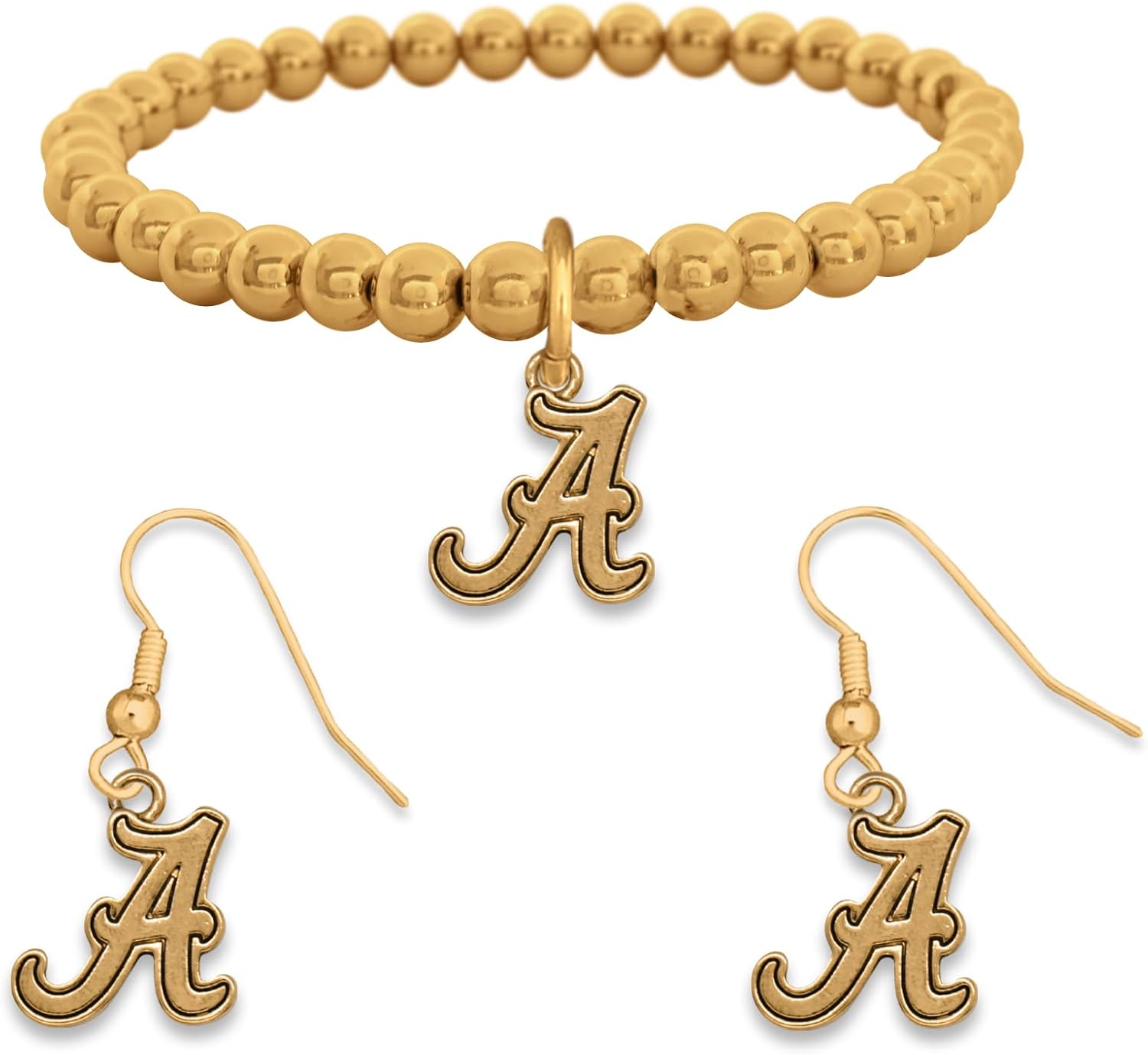 Jewelry Set – Gold Tone Bracelet & Earrings – Lightweight Team Logo Jewelry – Official NCAA Licensed South Gift Set for Women & Fans