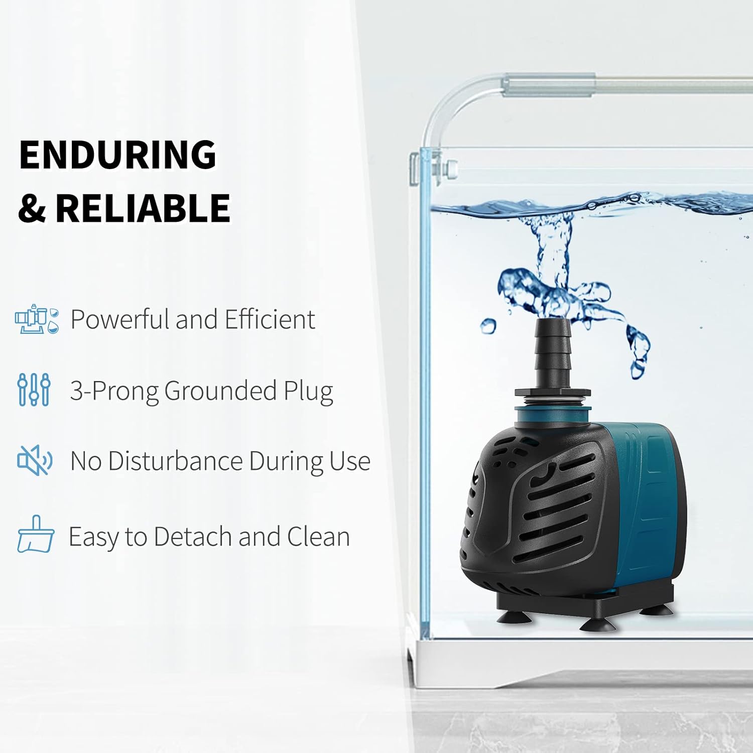 Uniclife Aquarium 550 GPH Submersible and Inline Water Pump 45W 6.5ft High Lift AC 120 V Quiet Compact Return Pump with 6 ft. Power Cord for Fish Tanks Pond Waterfalls Fountains Sumps and Gardens