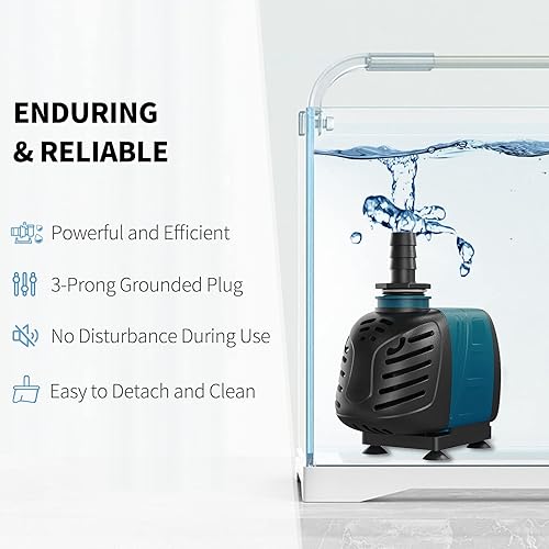 Miniatura 2 de Uniclife Bomba de agua sumergible y en línea de 550 GPH para acuario, 45 W, 6.5 pies de altura de elevación CA, 120 V, silenciosa, compacta, bomba