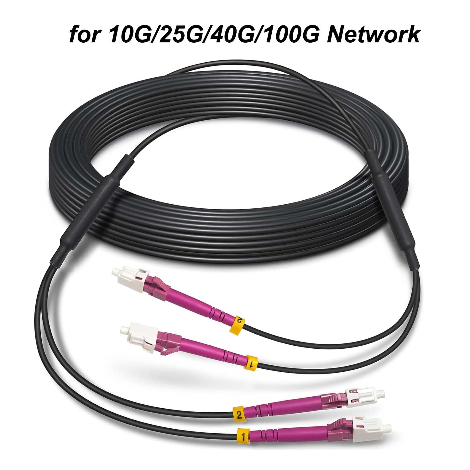 Elfcam - Cavo in fibra ottica OM4 LC/UPC a LC/UPC Duplex multimodale 50/125um ODM 5.0mm, adatto per impianti esterni e interni, 20 metri