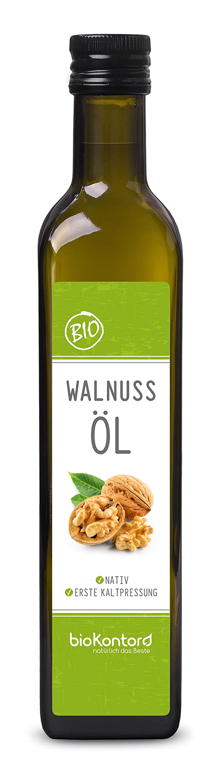 bioKontor – Bio Walnussöl 500ml – kaltgepresst nativ – 1. Kaltpressung Walnuss Öl – Speiseöl für Küche, Salate & Dressings – Walnussöl naturbelassen vielseitig verwendbar