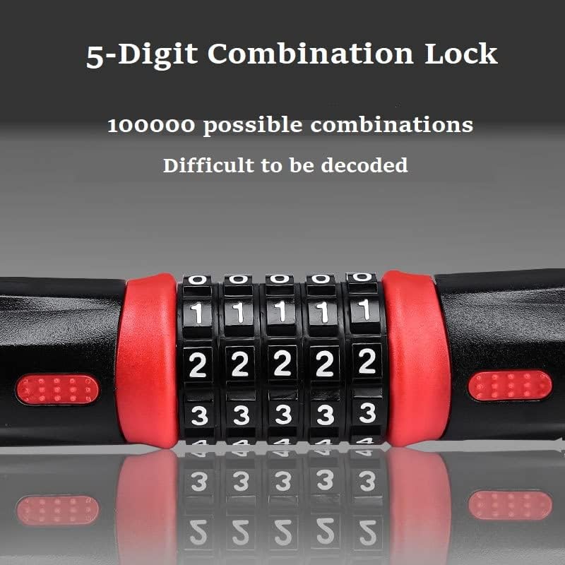 Bicycle Lock Combination Lock 6 mm High Security Chain Lock with 5-Digit Code, Hardened Steel Weatherproof Bike Lock for Bicycle, Motorcycle, Scooter (600mm/blk)