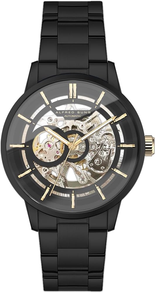 【未使用/値下げ】uhr サンハット　ブラック Amazon.com: ALFRED SUNG Automatic III Skeleton Dial Men's