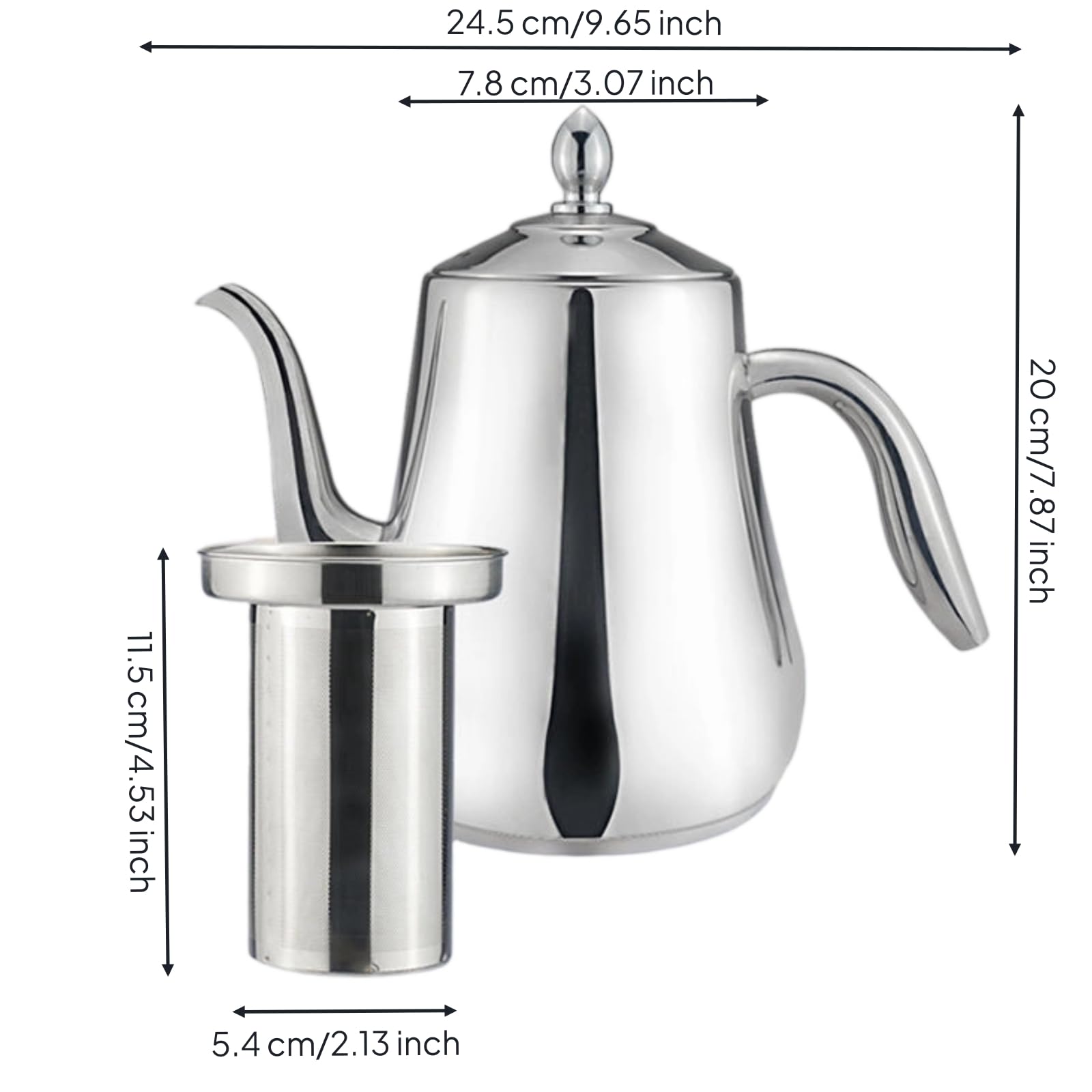 Tetera con Cuello Cisne Antioxidante Hervidor con Filtro Menaje para Cocina, 1550ml