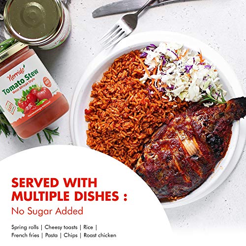 Nerrido African Stewed Canned Tomatoes & Jollof Sauce, Organic Tomato Hot Sauce16Oz (454G) (Hot, 2 Pack) #TOP4