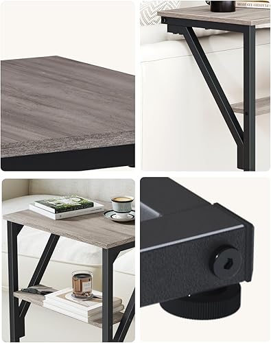 Miniatura 7 de Juego de 2 mesas auxiliares en forma de C, mesa auxiliar pequeña para sofá, mesa de sofá para sala de estar, dormitorio, mesita de noche ET-D-GYW2