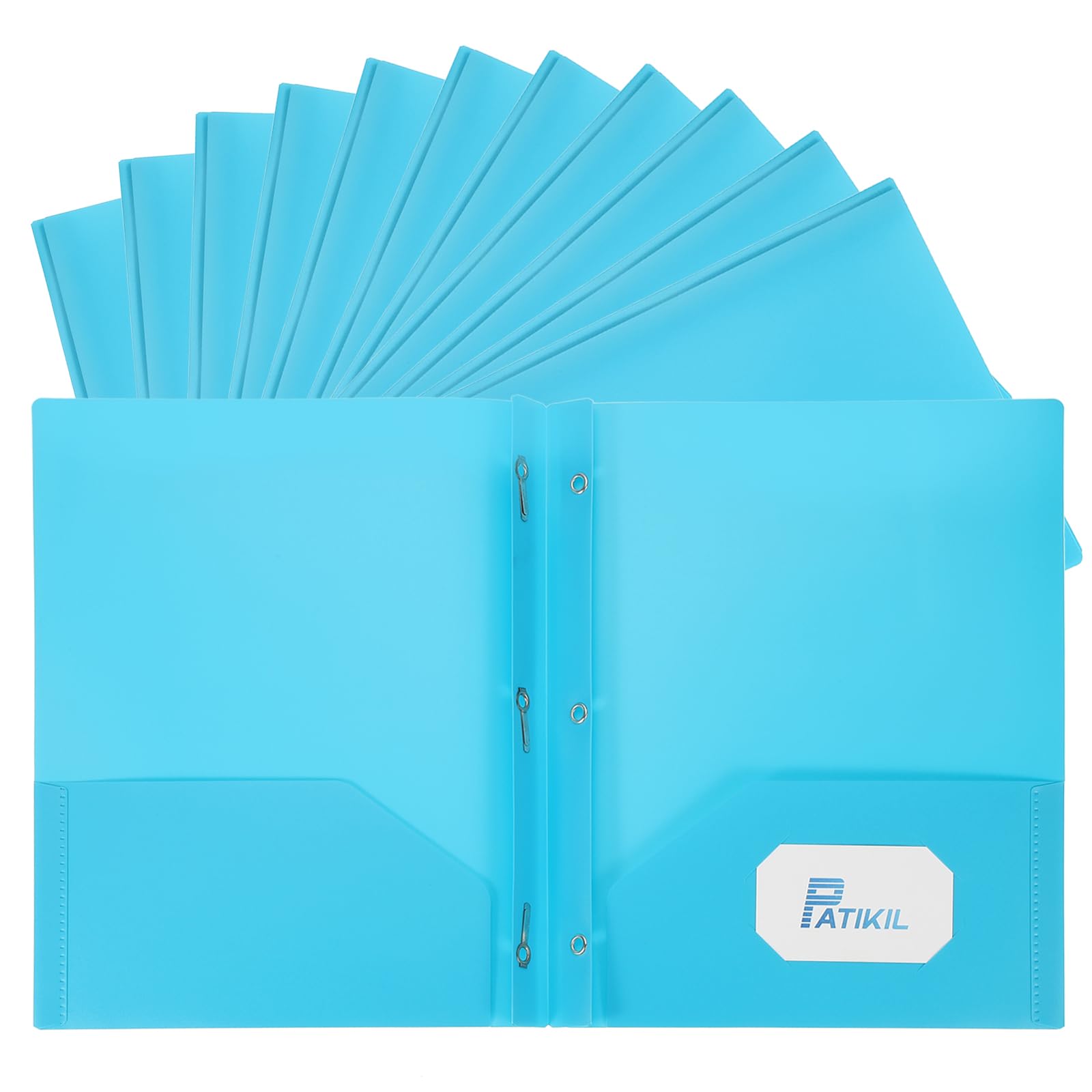 PATIKIL Cartelle Con Graffette, 60 Pcs Cartelle In Plastica Resistente Con 3 Graffette Adatte Per Fogli Formato Lettera Per Documenti Lettere Curriculum, Blu