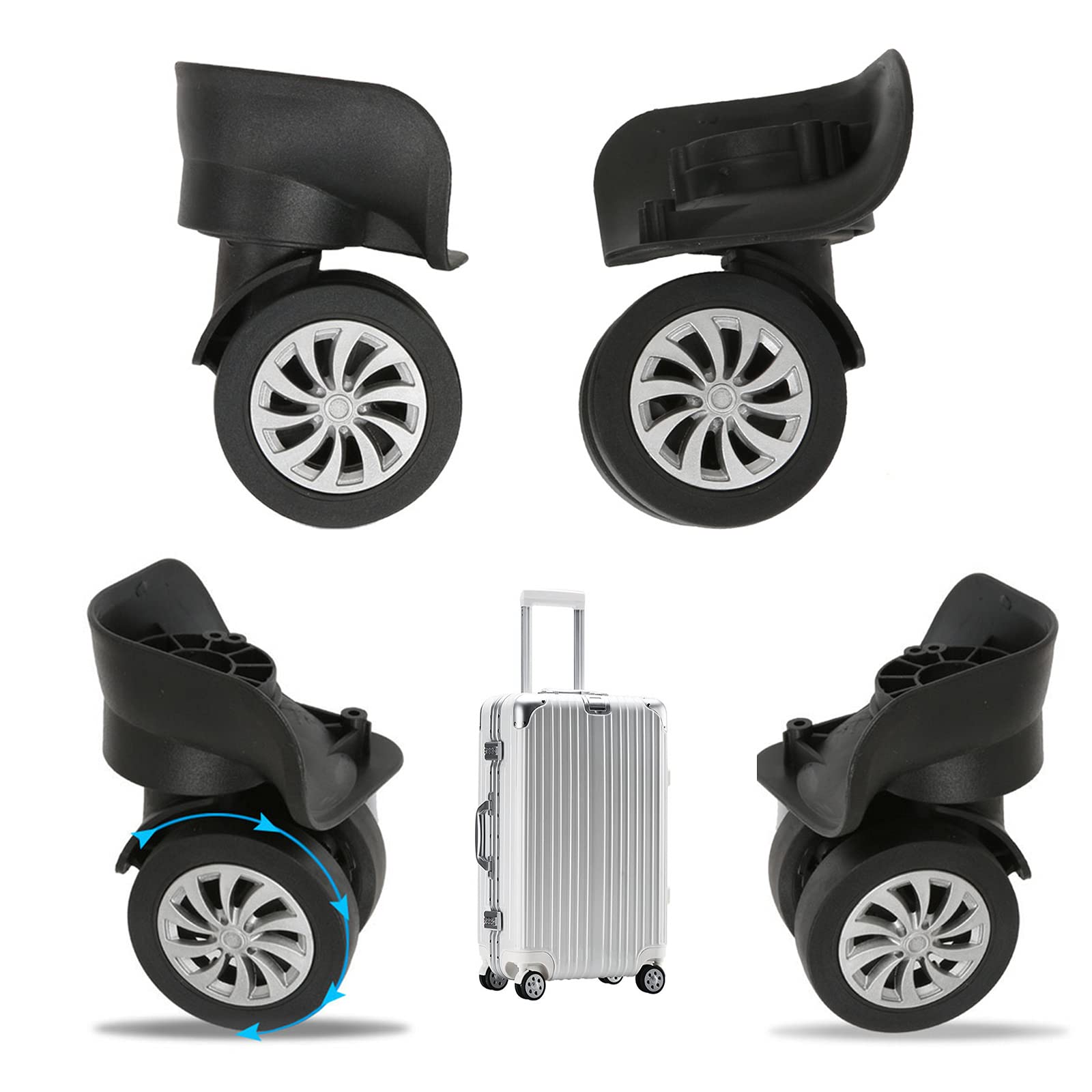 Ersatzräder Für Koffer - 70mm Gummi-Doppelrollen Mit Lager, Leise & Langlebig