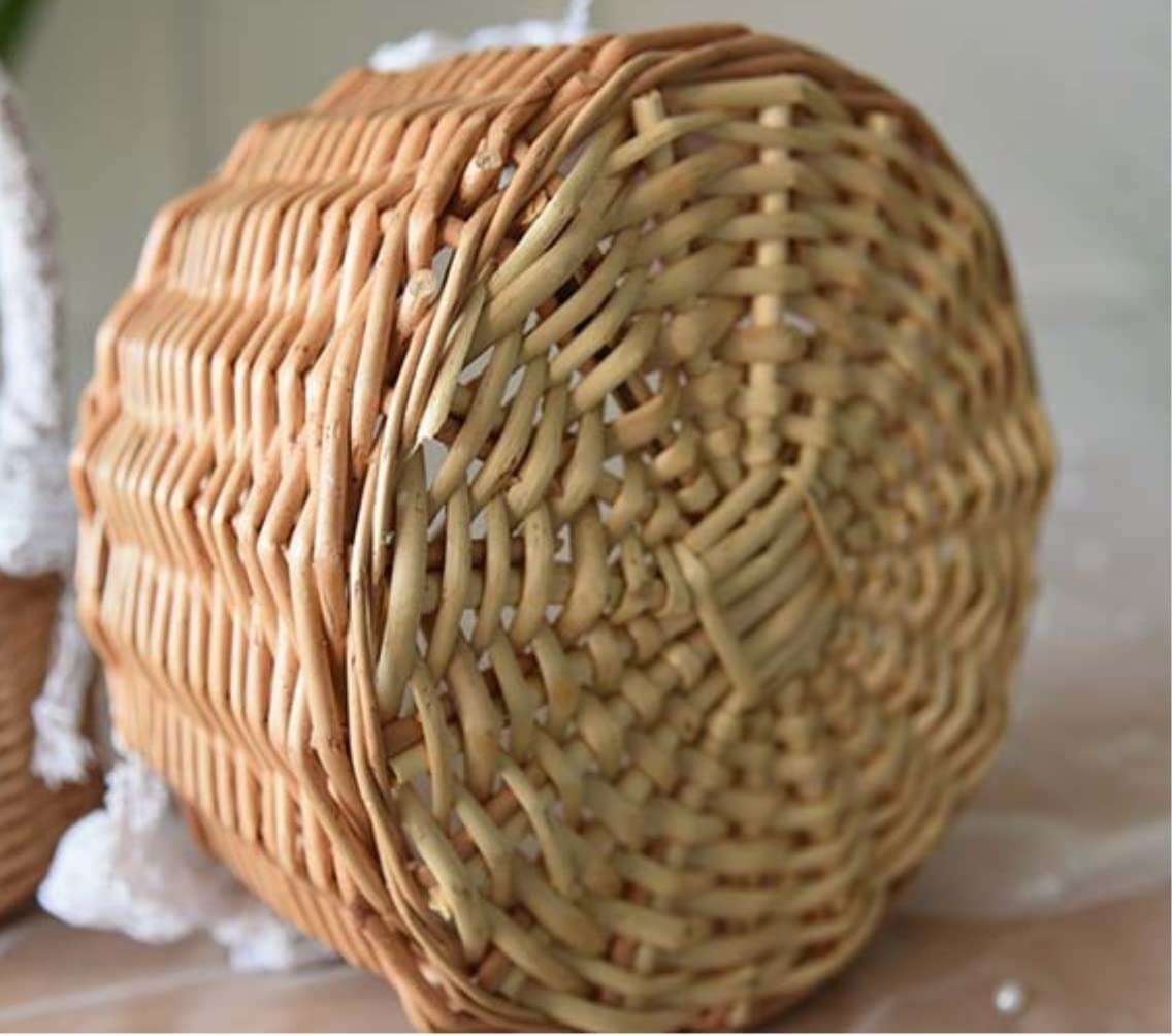Picknickkorb Korb Picknick Rattan Griff Garten Beere Set Mädchen Home Hochzeitsdeko Spitze Outdoor(11 * 9 * 20cm)