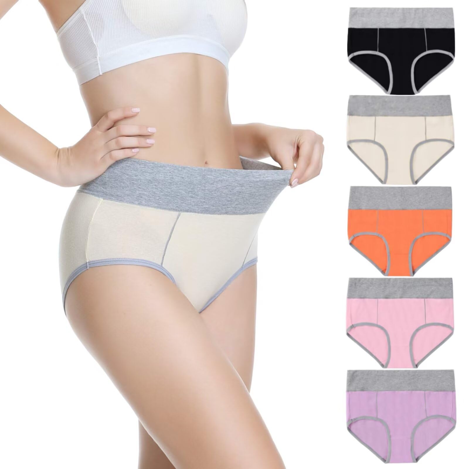 Underwear Women High Waisted Knickers for Women 5 Pack Ladies Full Briefs Soft Cotton Pants No Itchy Labels — view 8