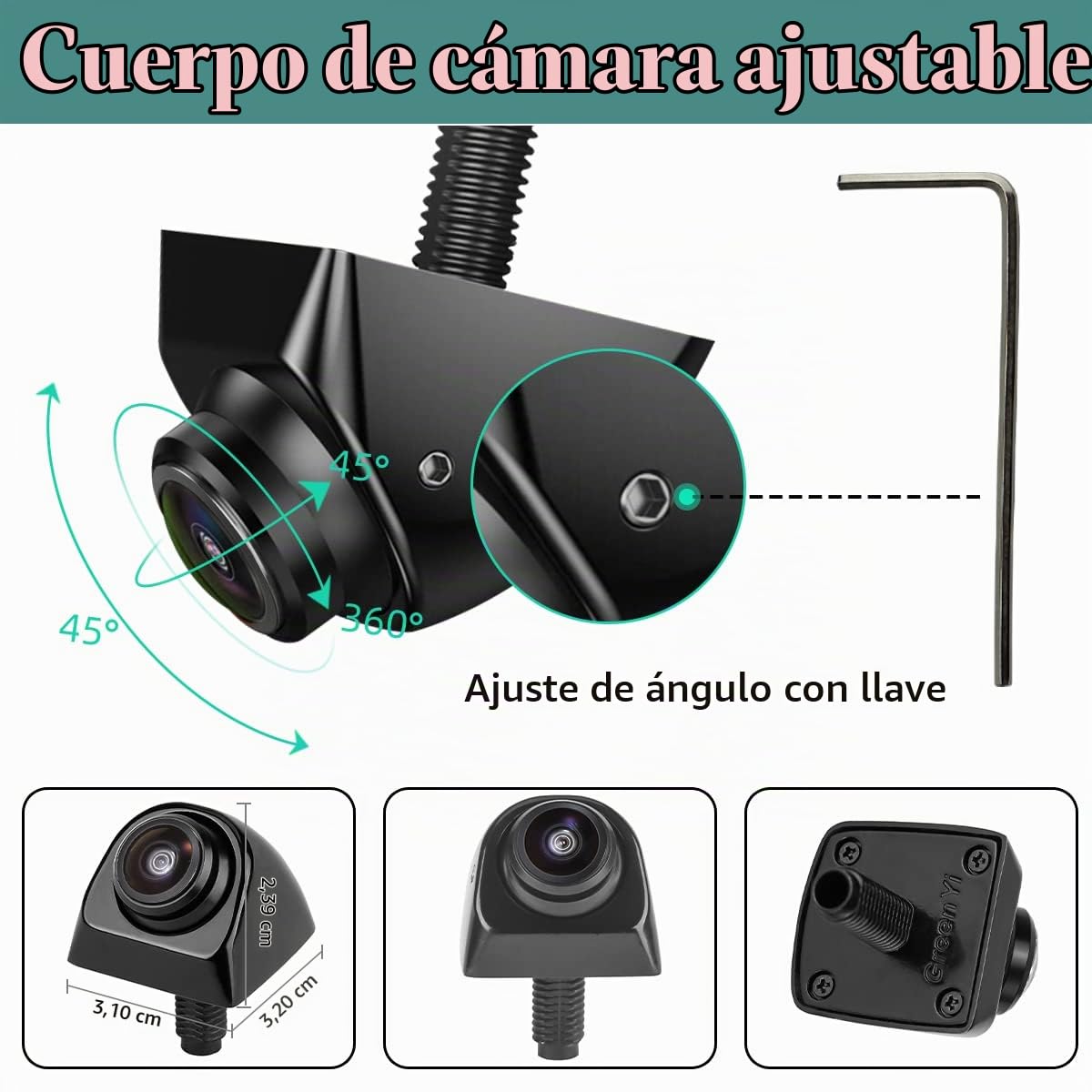 GreenYi Cámara de respaldo AHD 1080P solo compatible con monitores, unidades principales de radio compatibles con señal de video AHD 25HZ/PAL, cámara de visión trasera trasera/frontal/lateral, lente