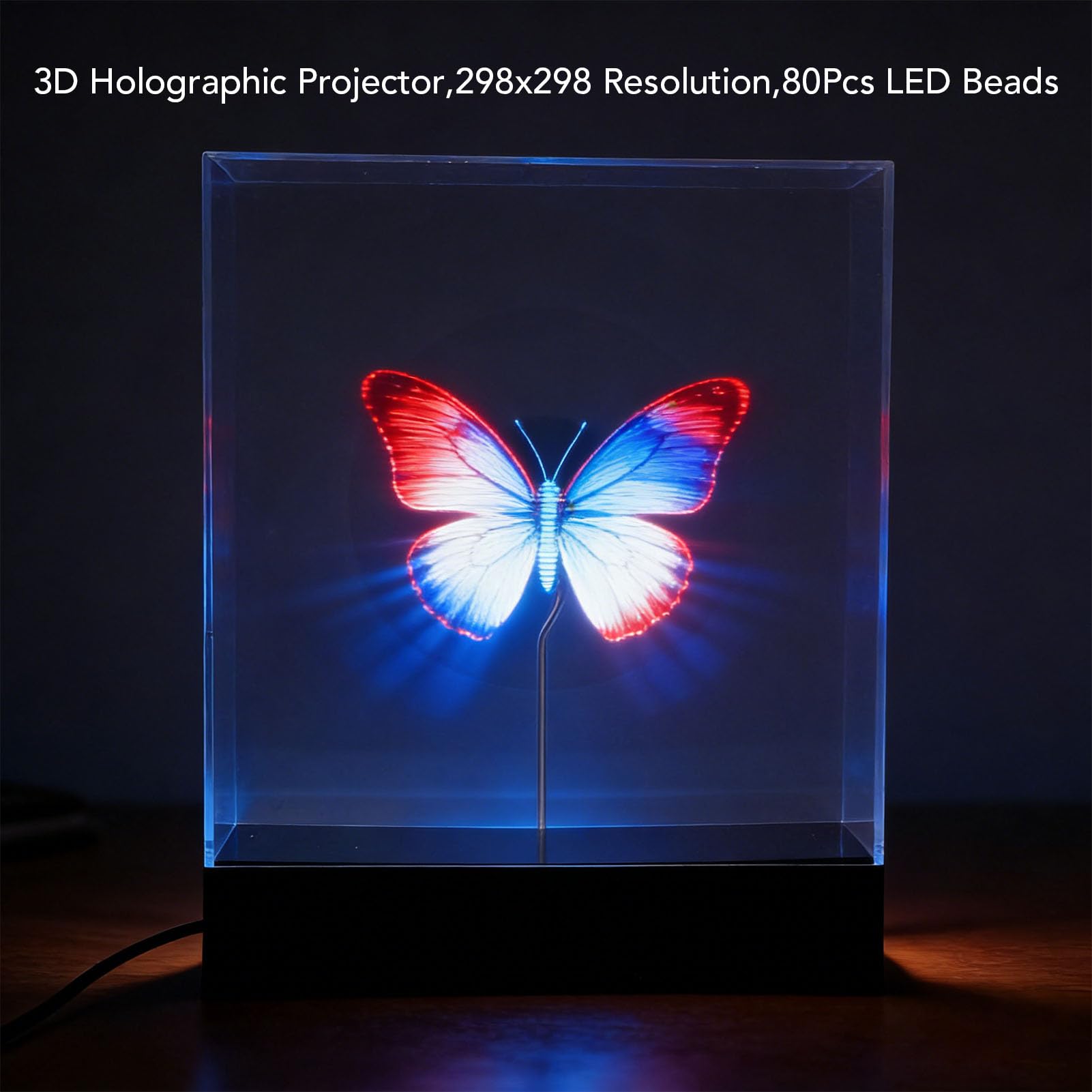 Proiettore Ologramma 3D da 18 Cm, Ventola per Display Pubblicitario Olografico WiFi con 80 LED Risoluzione 298x298, Editing Video Personalizzato con Controllo Software, per