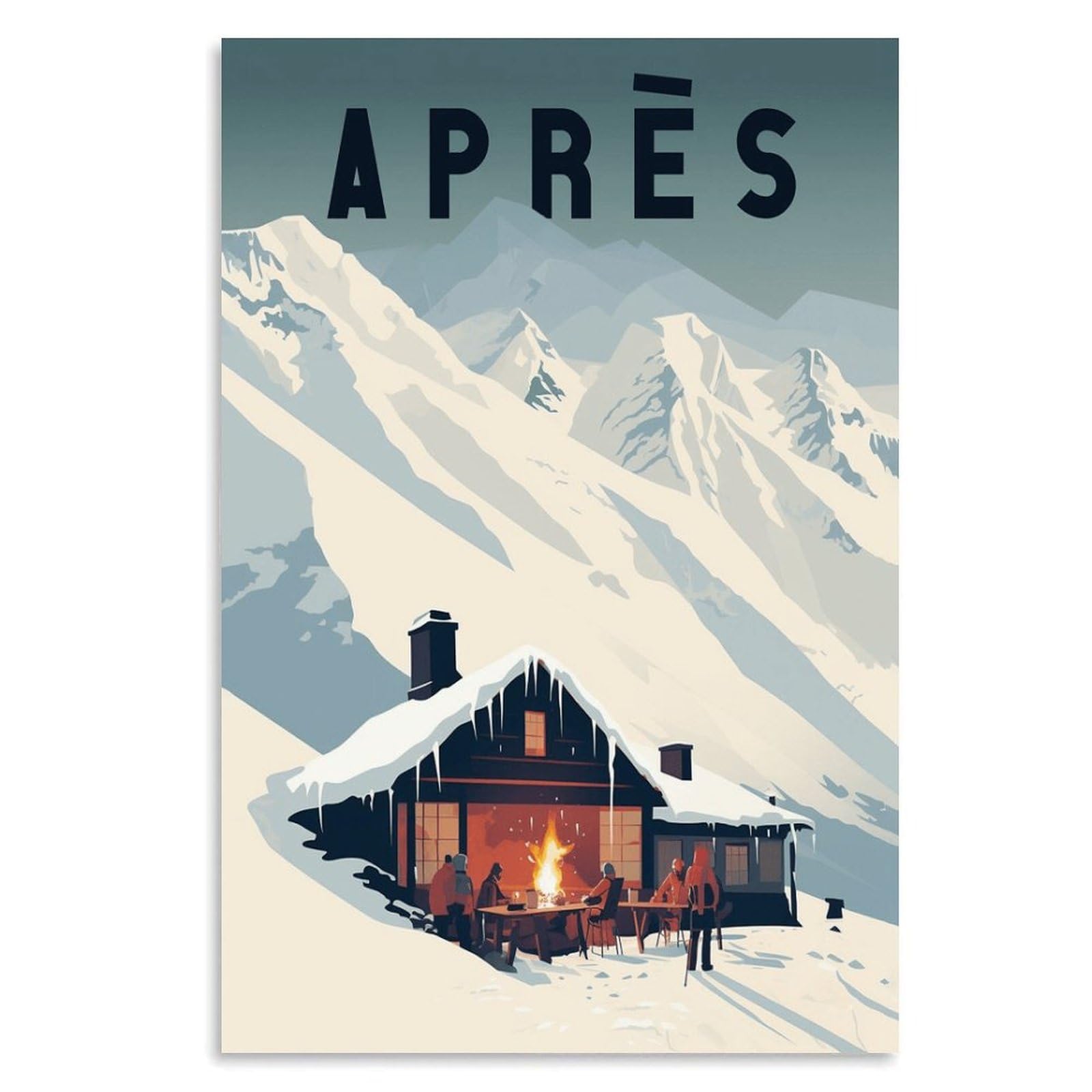 QZHDX Ski Poster Apres Ski Snowy Mountain Posters Vintage Ski Canvas Wall Art For Modern Family Decor Unframe-style 12x18inch(30x45cm)