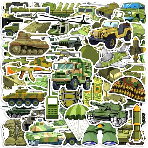 Military Stickers Kids Boys Adults Army Tank Stickers for Military Enthusiasts Collectors Tactical Sticker Pack Waterproof Camo Sticker for Water Bottle Scrapbook Laptop Truck Luggage (Colours-F2)