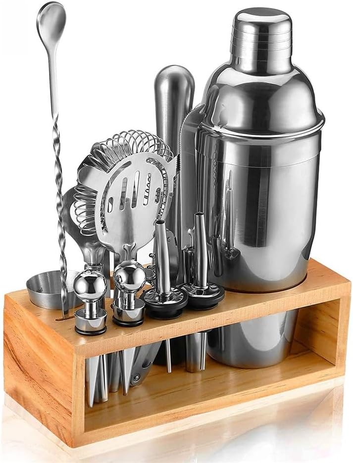 Mixing Cup Stainless Steel Cocktail Shaker Set Bar Glass Wine Complete Of 12 Pieces