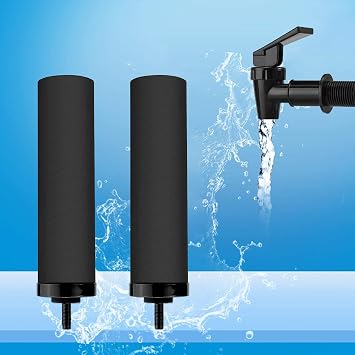 Huining 2pcs Black Water Filter Water Filter Unit Water Filter Replacement for Home Water Bucket Water Filtration System Gravity Water Filter System Water Purifier Survival