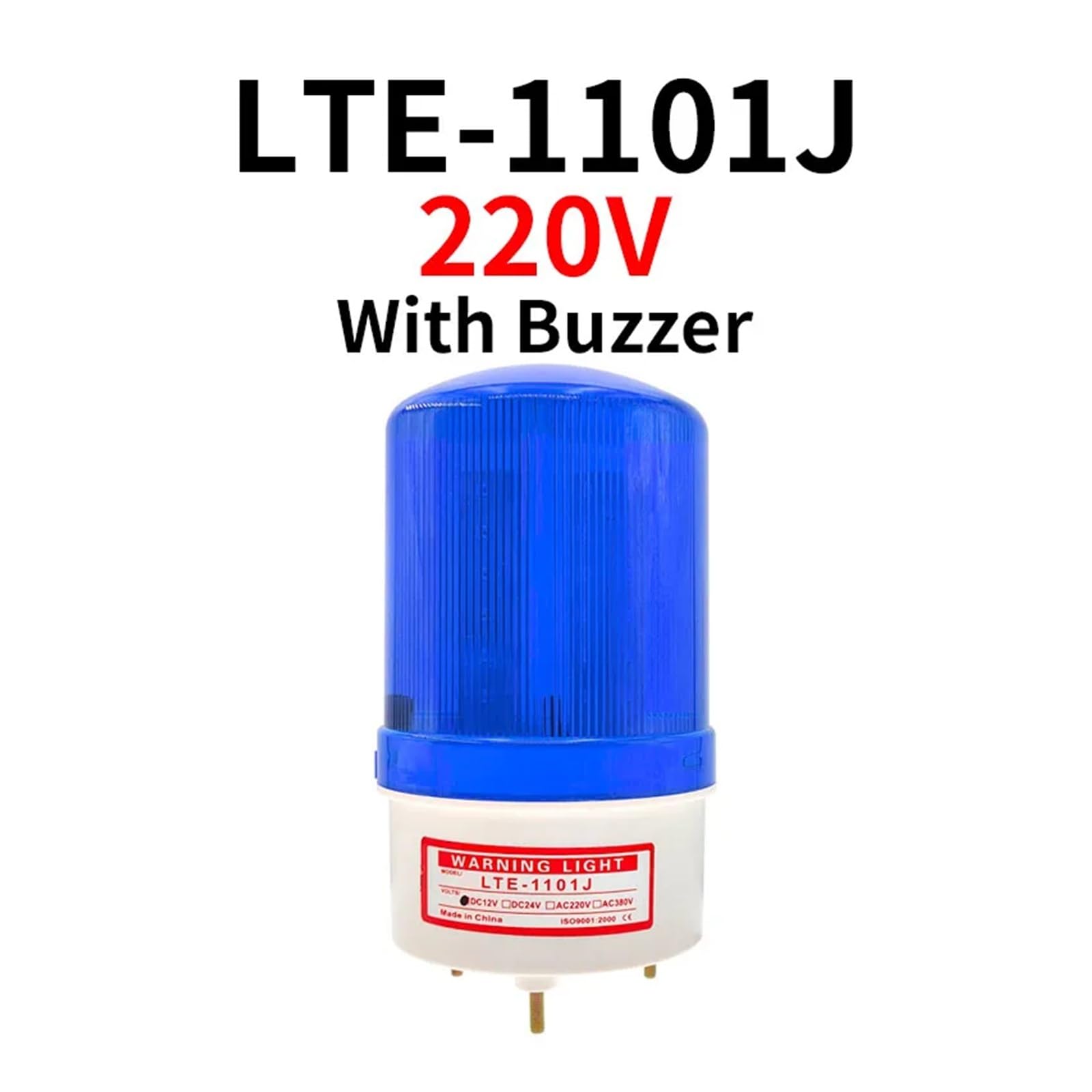 Przemysłowe światła ostrzegawcze 12 V, 24 V, LED, światło stroboskopowe, ostrzeżenie o brzęczyku, światło migające, alarm bezpieczeństwa 220 V (220 V niebieski brzęczyk)