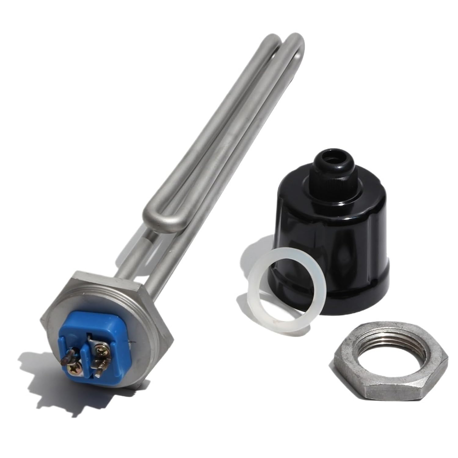 1Pcs 304 Stainless Steel DN25（32mm BSPT Water Heating Element with Black Bakelite Protective Cover(White,2.5KW 240V 260mm)