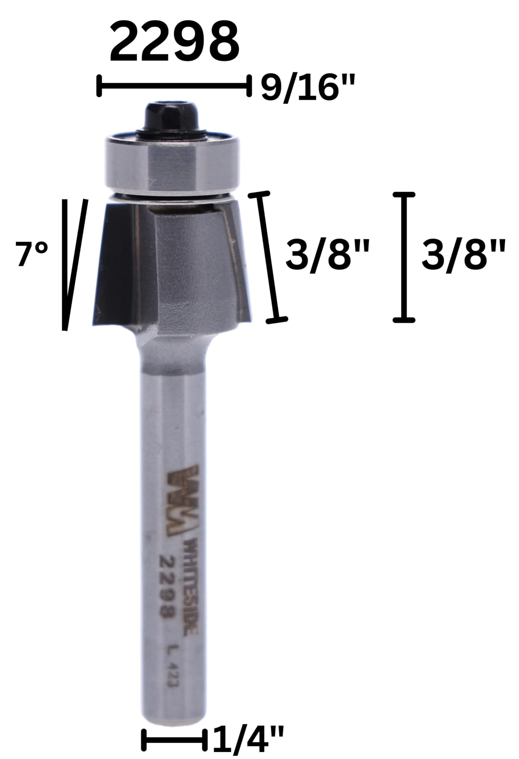 Whiteside 2298 Laminate Edge Bevel Router Bit: 7 Degree Angle, 7
