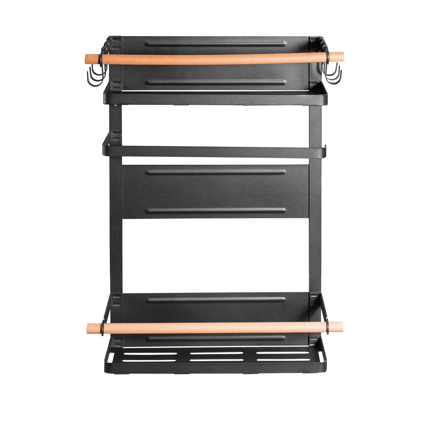 Maclean MC-910 Magnetyczny Regał na Lodówkę do 12 kg, Elegancki Organizer Kuchenny z Uchwytem na Rolki i 6 Zdejmowanymi Haczykami, Wiszący Uchwyt na Ręczniki Papierowe, Półka Magnetyczna (4)