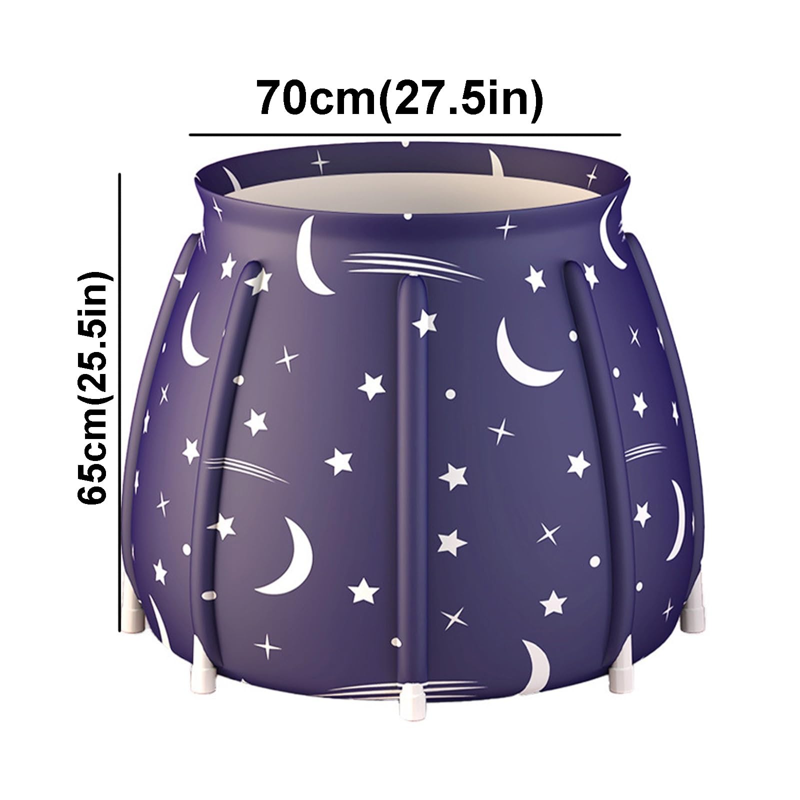Vasca da bagno portatile pieghevole per adulti, 60 cm, autoportante, impermeabile, facile da montare, design salvaspazio per relax e benessere