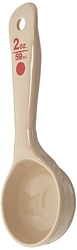 Carlisle 432406 Beige 2 Oz. Medida Misers Solid Short Cuchara con codificación de color rojo (caja de 12)