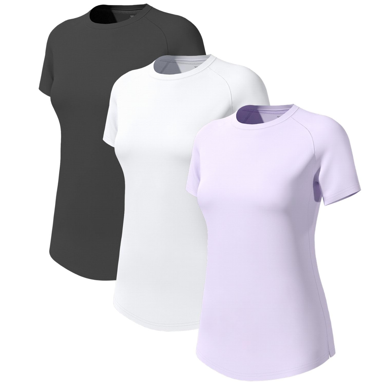 Wulibike 3 or 5er Pack Sportshirt Damen Kurzarm，Laufshirt Atmungsaktiv Funktionsshirt Schnell Trocknend UPF50+ Fitness Training Running Top Wandern Yoga Outdoor Activewear